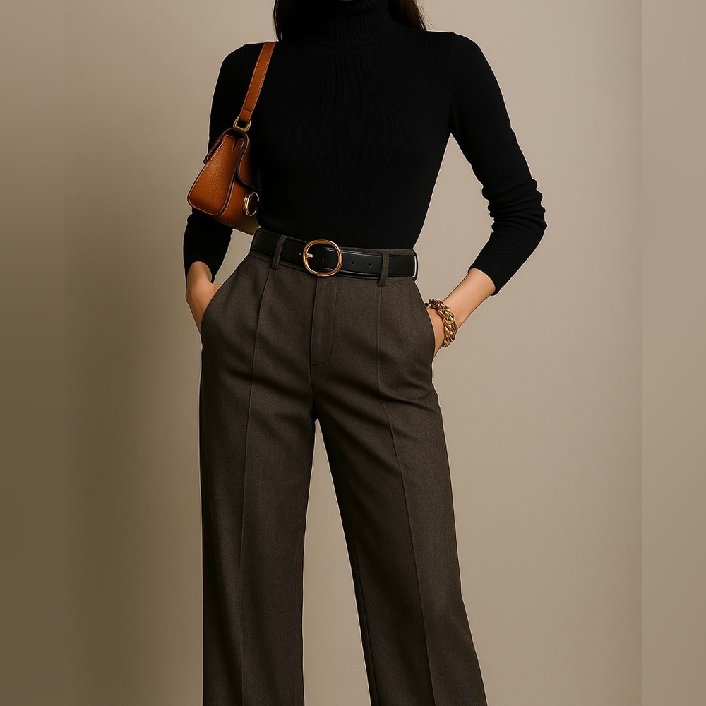 Kenneth Cole Grey Brown High Wasted Wide Leg Dress Pants Size 12 - Picture 1 of 8